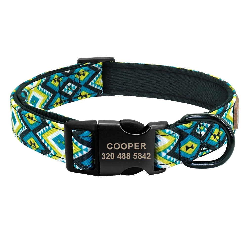 Colourful Printed Customised Dog Collar and Leash  Pet Toys & Accessories YAG Boutique