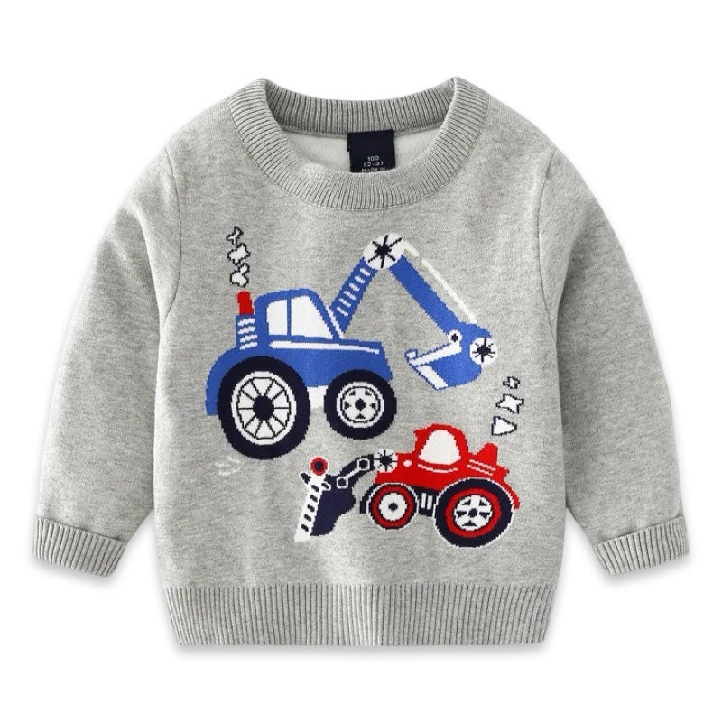 Kids Construction Digger & Tractor Knitted Jumper  kids clothing YAG Boutique