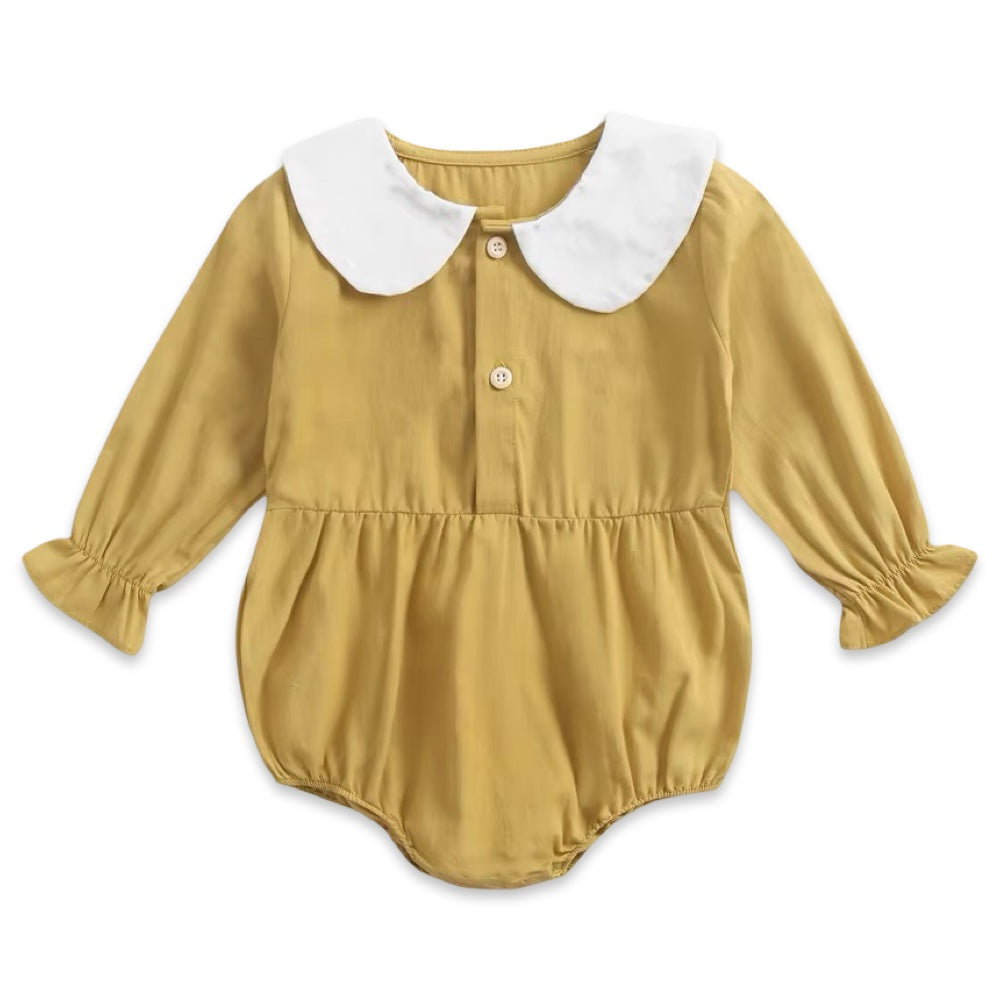 Soft Cotton Long Sleeve Peter Pan Collar Baby Girl Romper  girls clothing YAG Boutique