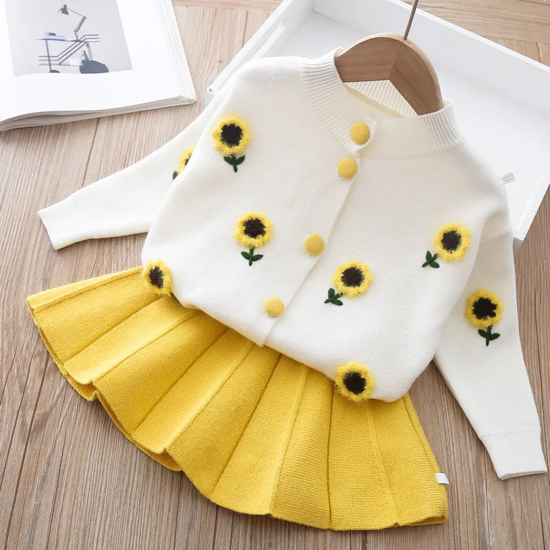 Fruity Floral Cardigan Top and Skirt Set for Girls  girls clothing YAG Boutique