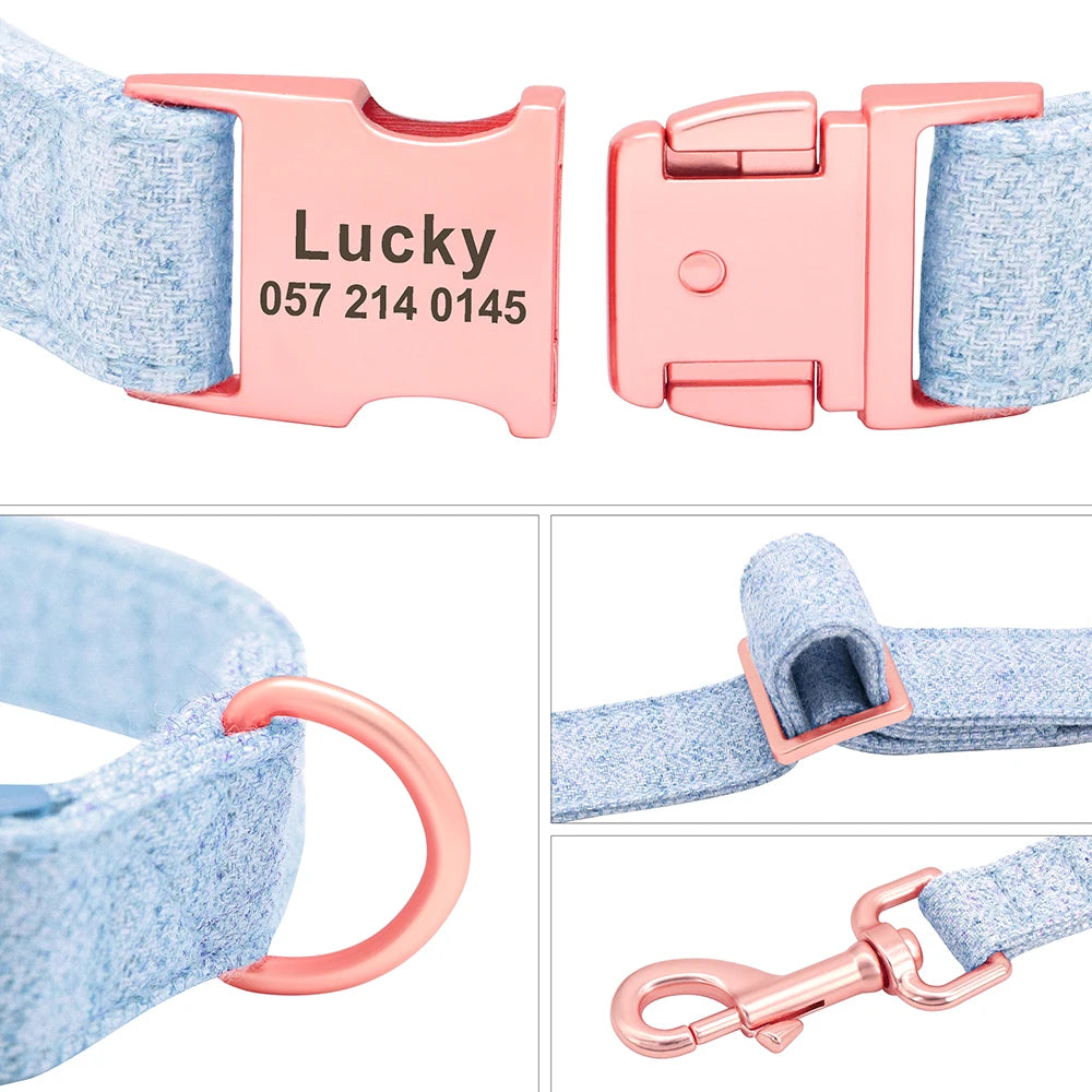 New Nice Hemp Plain Dog Personalised Collar and Lead Set  Collars Bandanas YAG Boutique