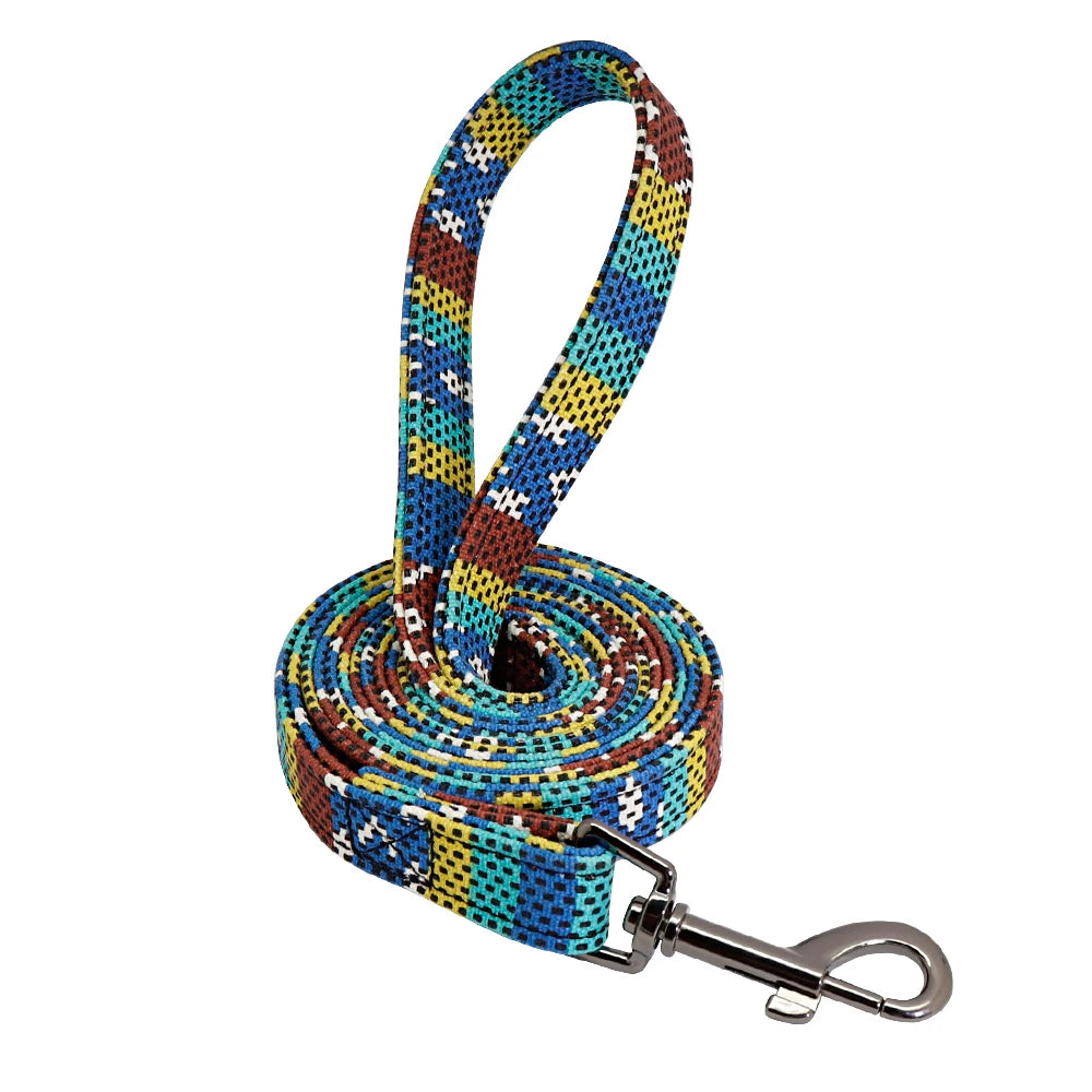Colourful Printed Customised Dog Collar and Leash  Pet Toys & Accessories YAG Boutique