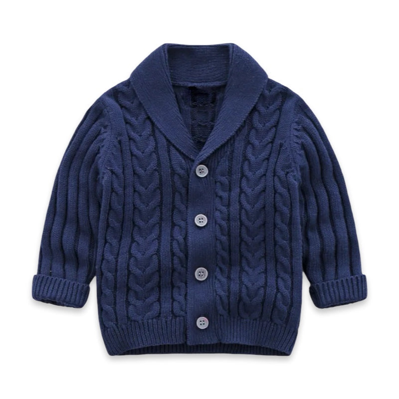 The Theodore Cable Knit Shawl Cardigan  kids clothing YAG Boutique