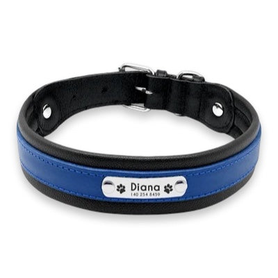Ultra-Padded Custom Engraved Leather Dog Collar with Personalised ID Plate  pet accessories YAG Boutique