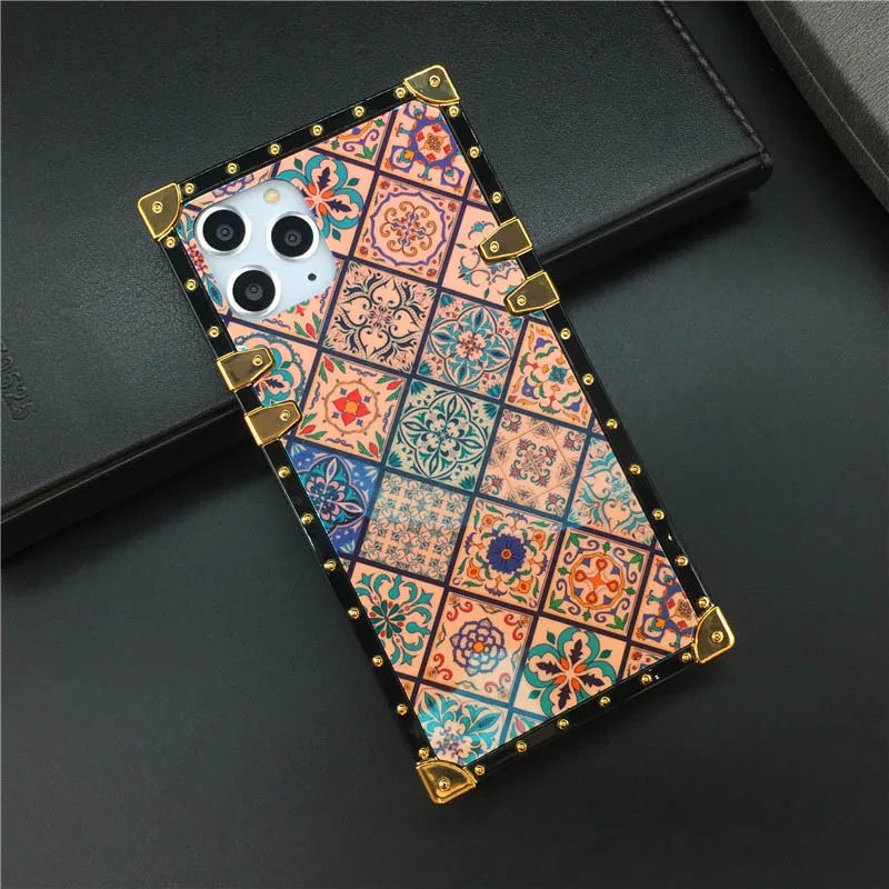 Luxury Patterned Case with Ring Holder & Strap for iPhone 14 - 16 Series  iPhone Cases YAG Boutique