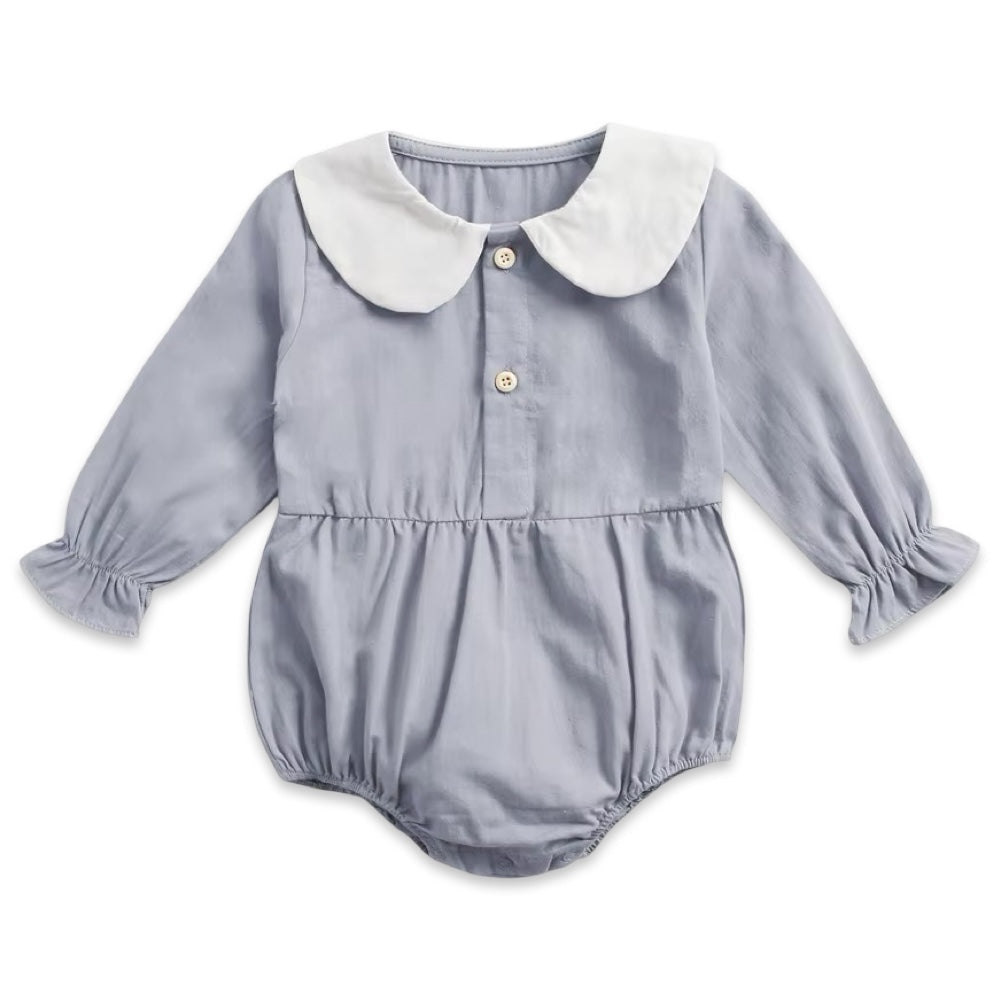 Soft Cotton Long Sleeve Peter Pan Collar Baby Girl Romper  girls clothing YAG Boutique