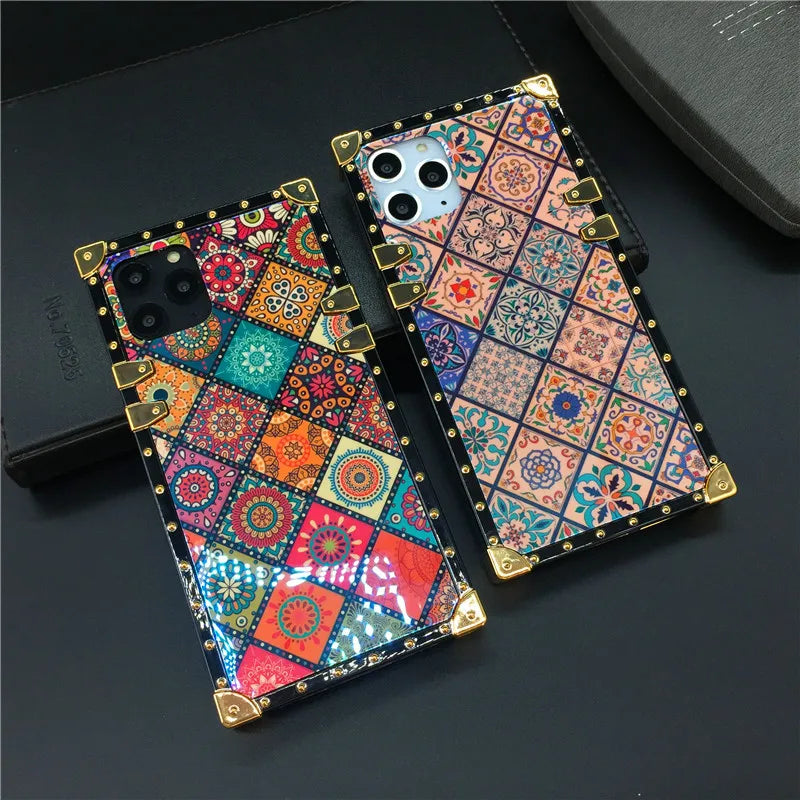 Luxury Patterned Case with Ring Holder & Strap for iPhone 14 - 16 Series  iPhone Cases YAG Boutique