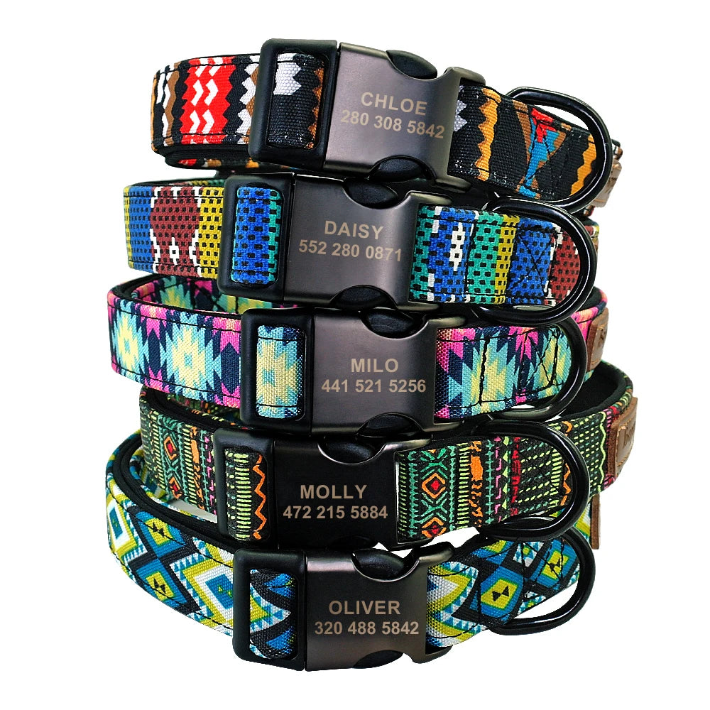 Colourful Printed Customised Dog Collar and Leash  Pet Toys & Accessories YAG Boutique