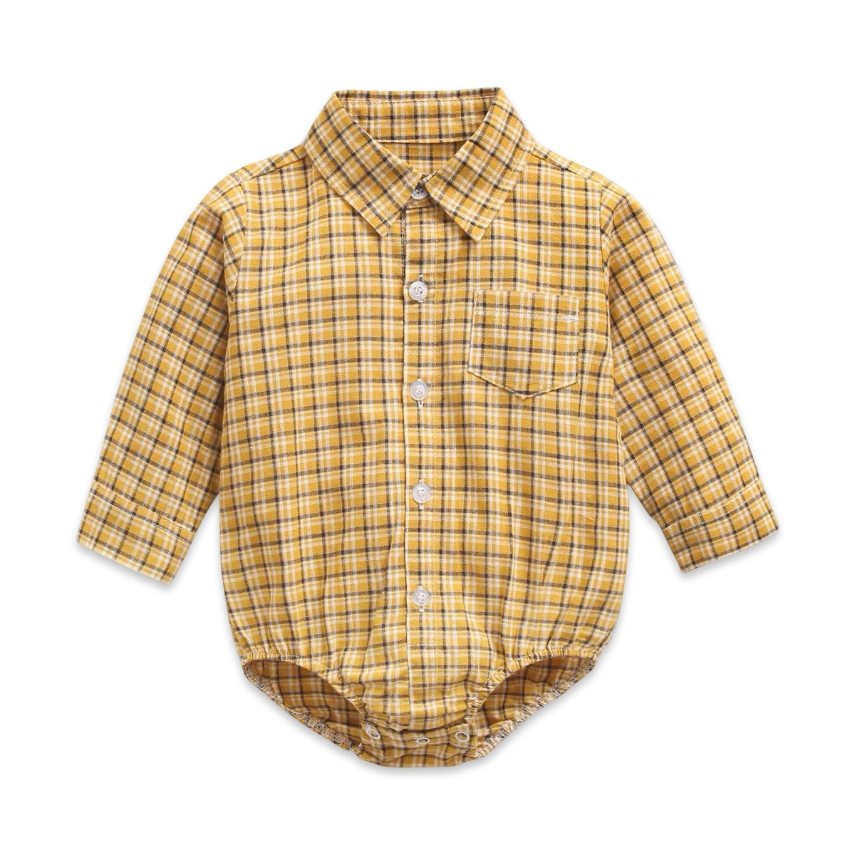 Cotton Plaid Long Sleeve Baby Shirt Romper  kids clothing YAG Boutique