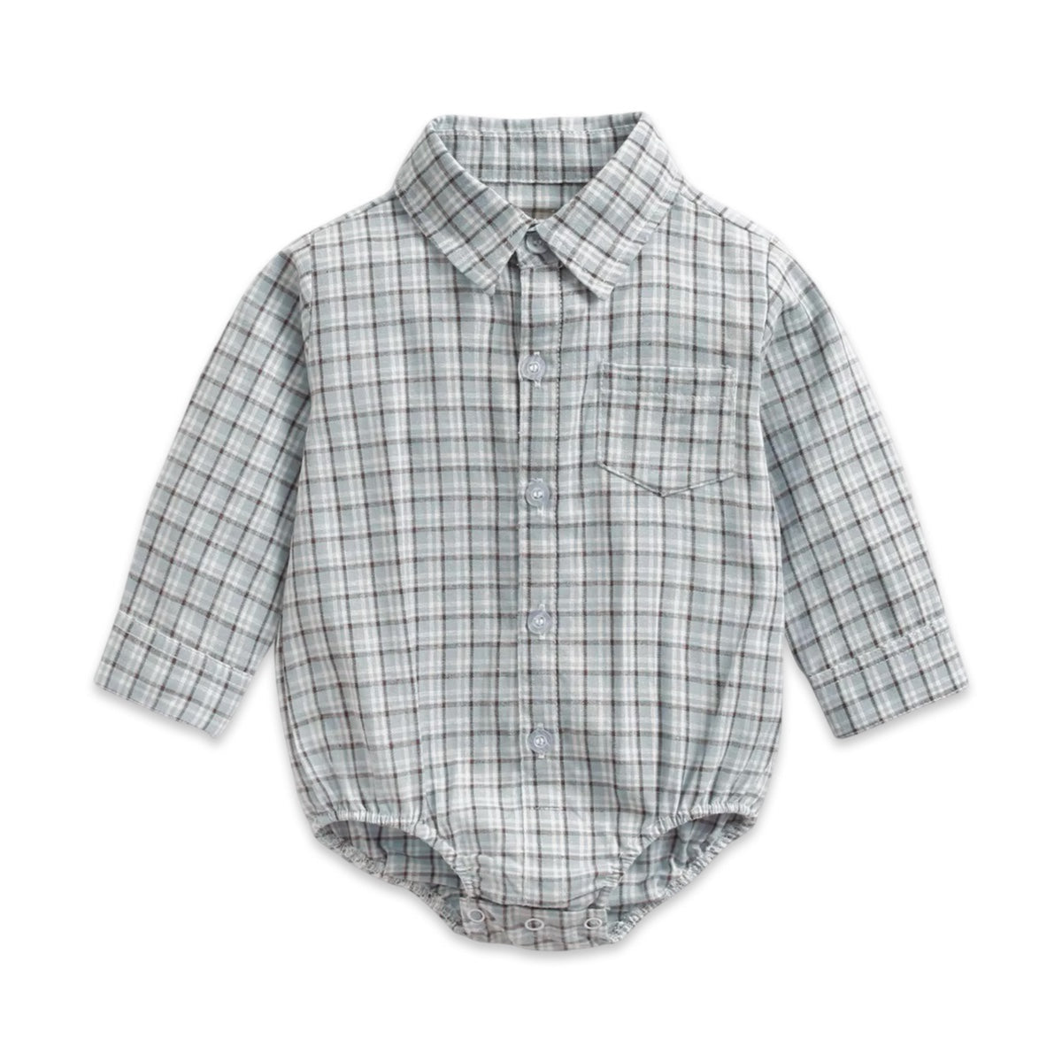 Cotton Plaid Long Sleeve Baby Shirt Romper  kids clothing YAG Boutique