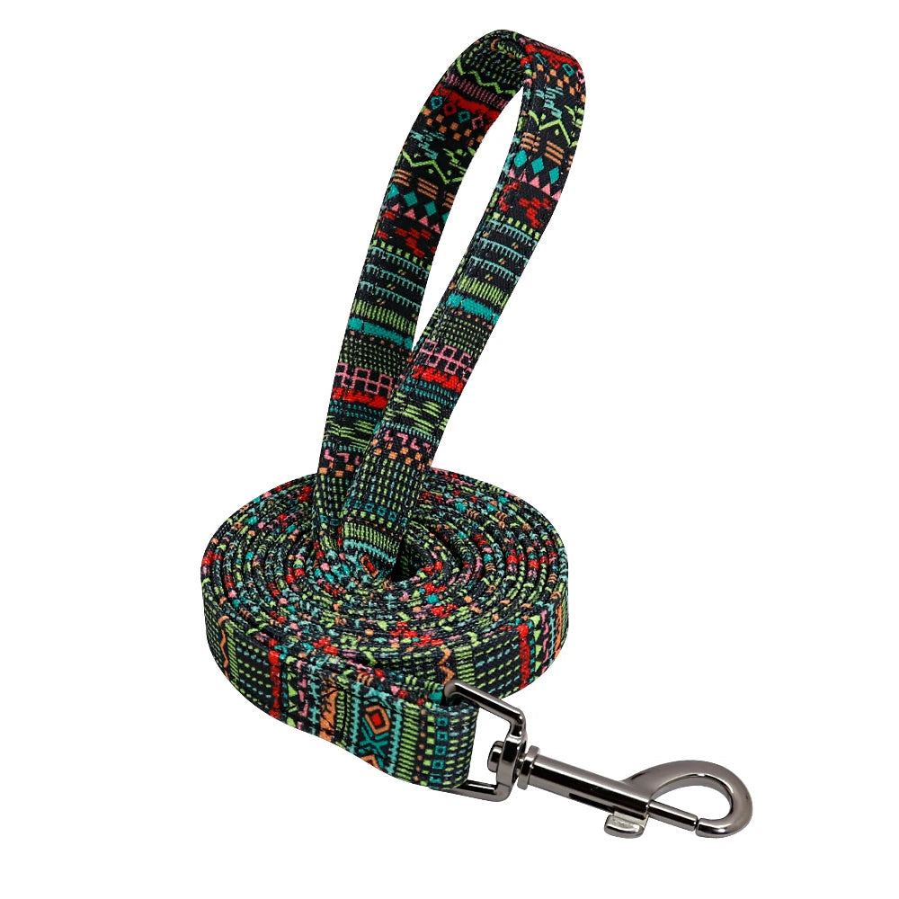 Colourful Printed Customised Dog Collar and Leash  Pet Toys & Accessories YAG Boutique