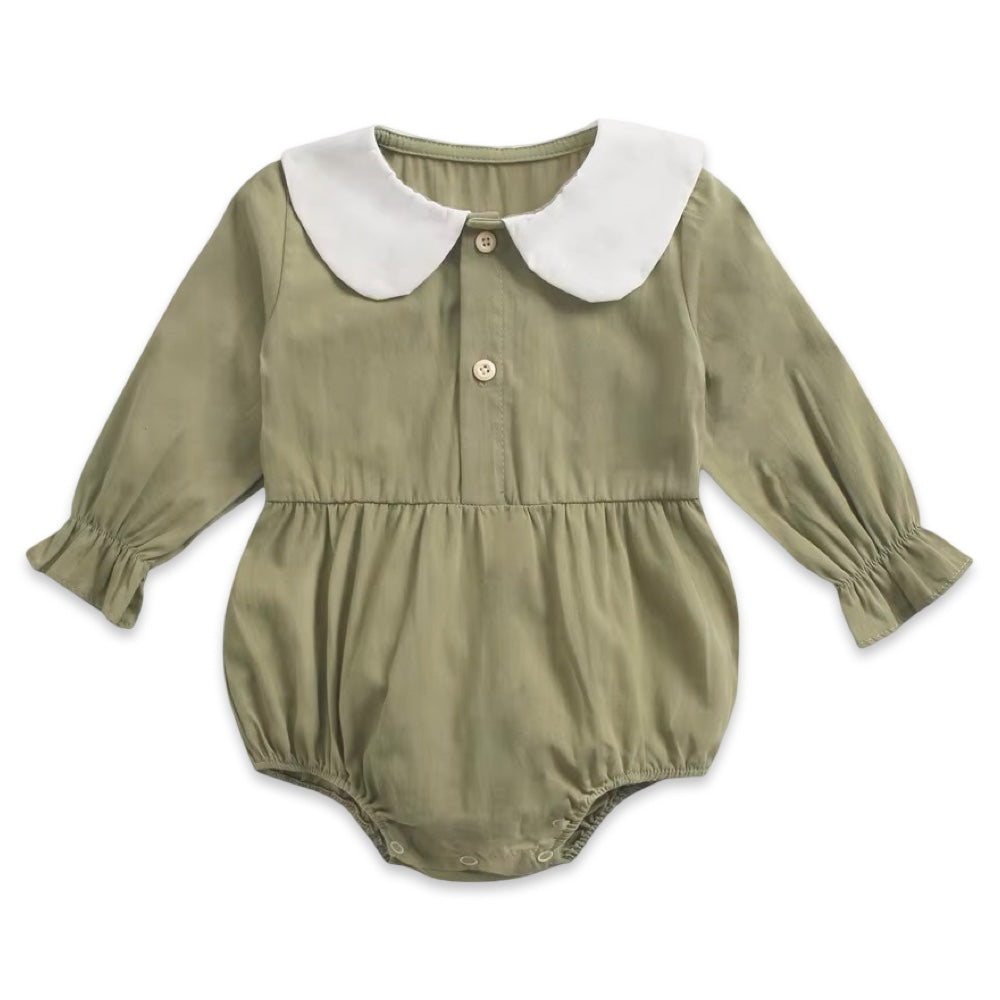 Soft Cotton Long Sleeve Peter Pan Collar Baby Girl Romper  girls clothing YAG Boutique