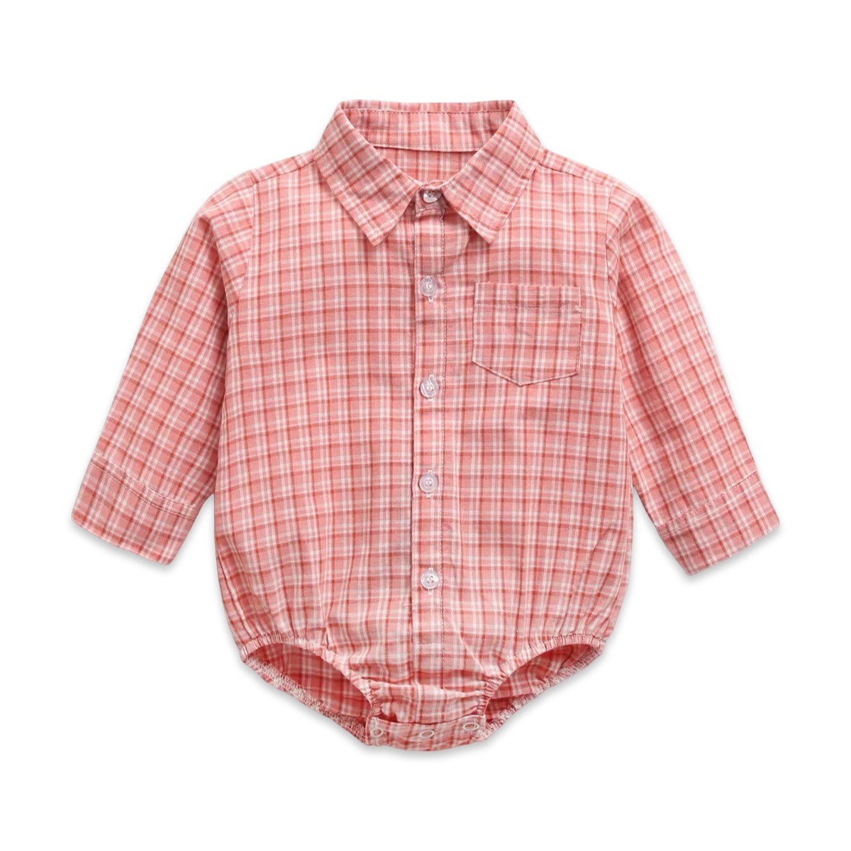 Cotton Plaid Long Sleeve Baby Shirt Romper  kids clothing YAG Boutique