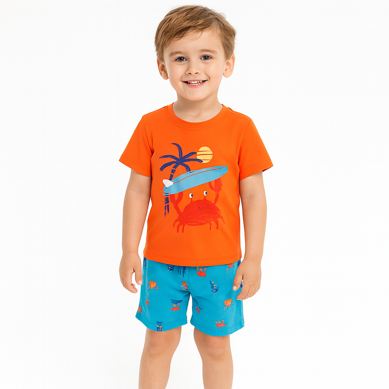 Kids Summer Crab T-Shirt & Shorts Set  kids clothing YAG Boutique