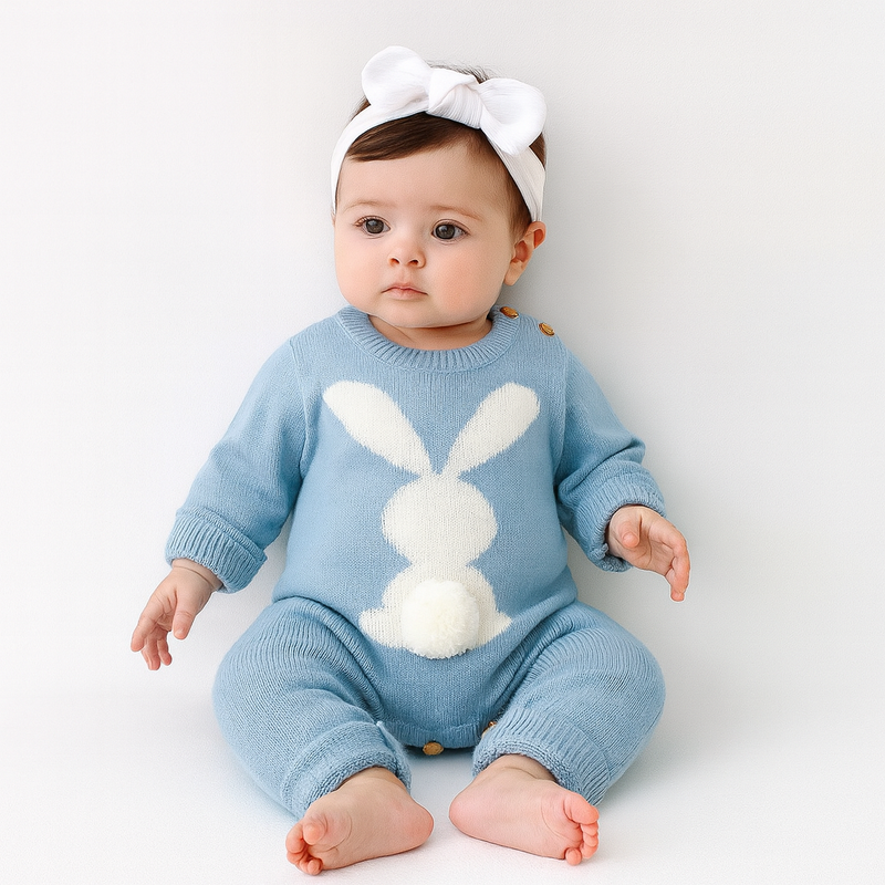 Bunny Knitted Baby Romper  baby clothing YAG Boutique