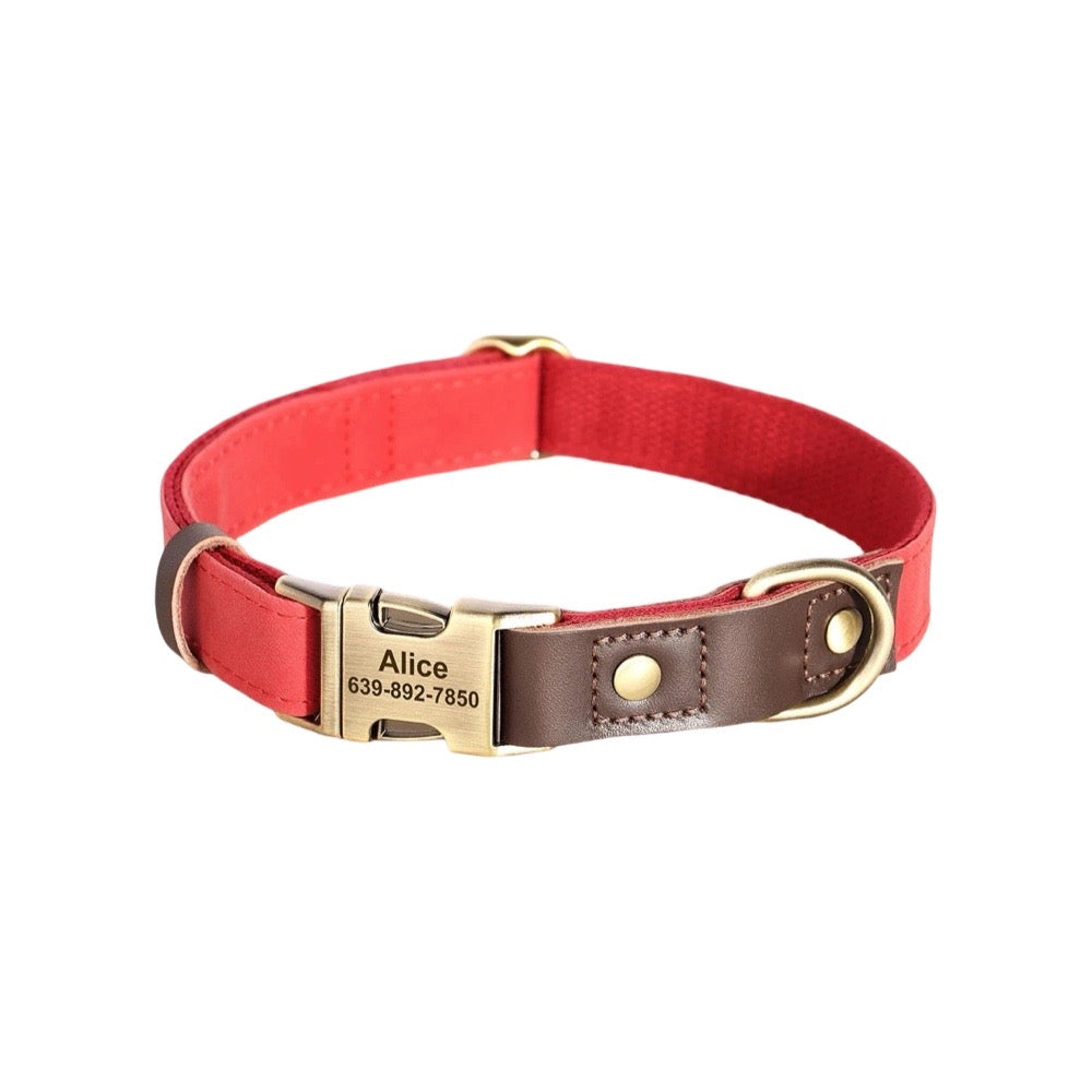 Classic PU Leather Personalised Pet Collar Duo Colour  pet accessories YAG Boutique