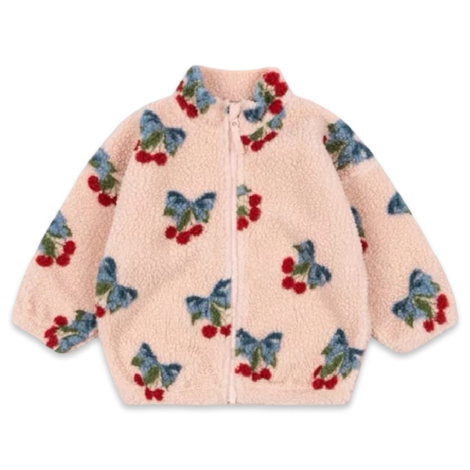 Cozy Cherry Bow Premium Fleece Jacket  girls clothing YAG Boutique