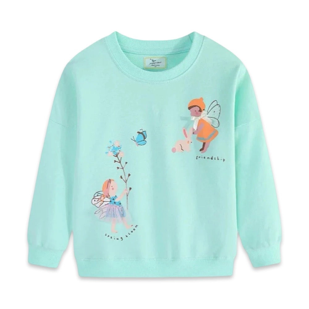 Mint Green Girls Fairy & Butterfly Crewneck Jumper  girls clothing YAG Boutique