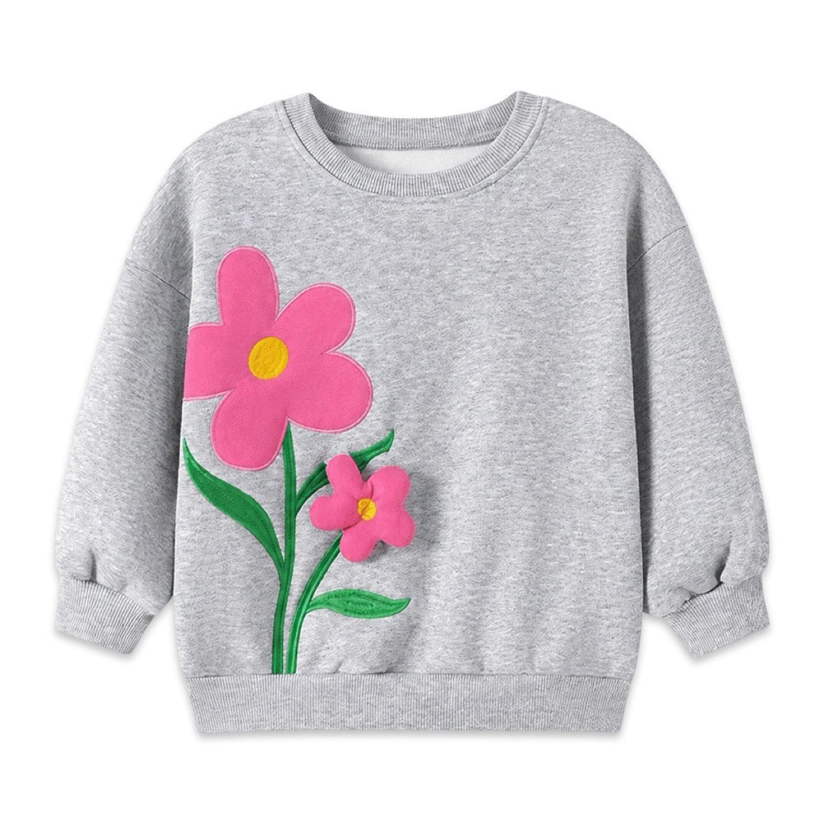 Cozy Floral Appliqué Fleece-Lined Jumper  girls clothing YAG Boutique