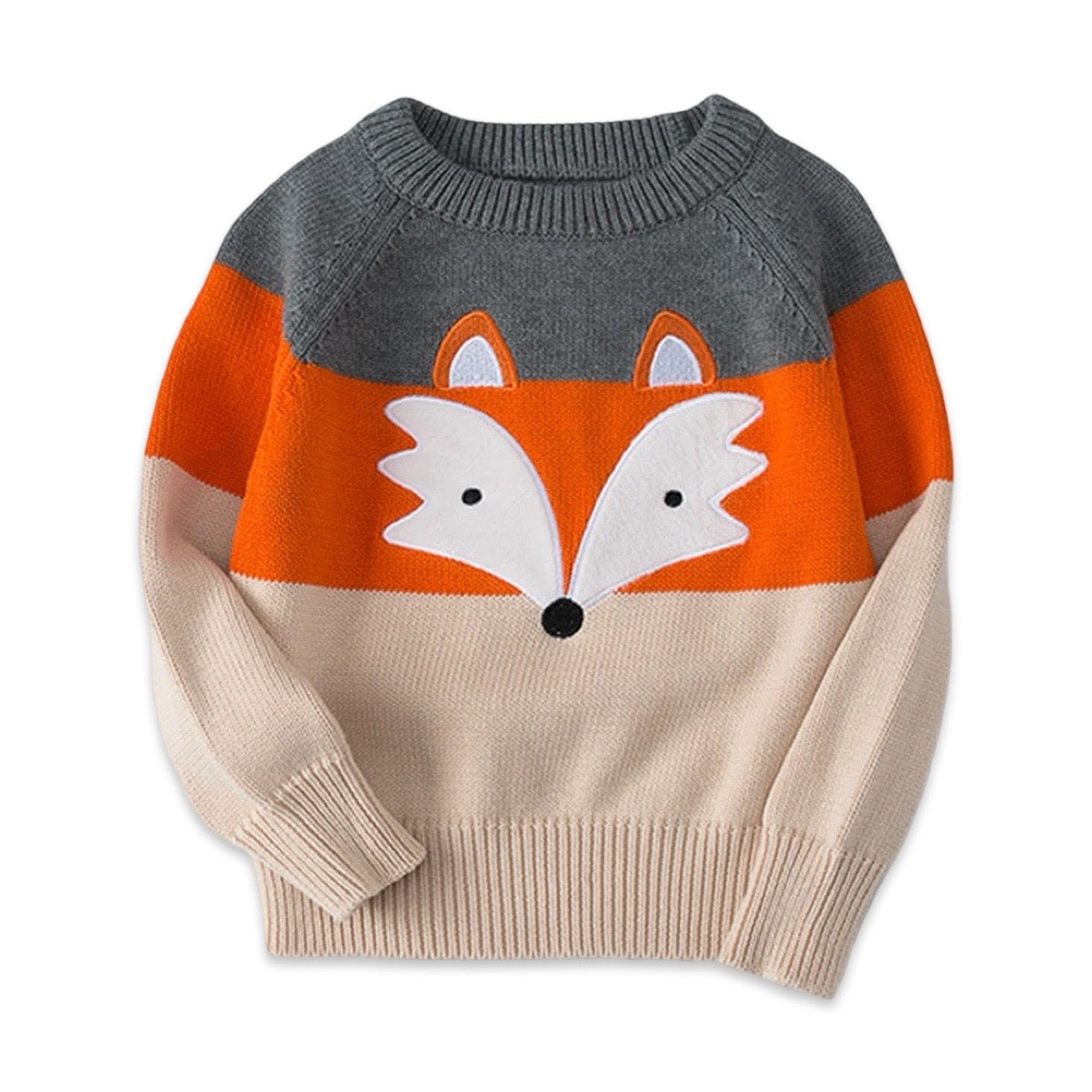 Cozy Fox Color-Block Kids Knit Jumper  kids clothing YAG Boutique