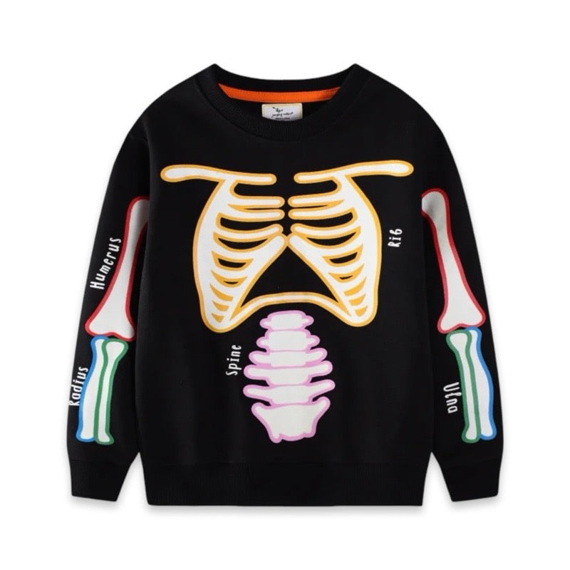 Kids Colour-Coded Skeleton Graphic Sweatshirt  kids clothing YAG Boutique