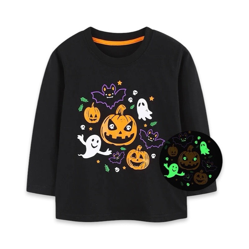 Kids Glow-In-The-Dark Halloween Long Sleeve T-Shirt  kids clothing YAG Boutique