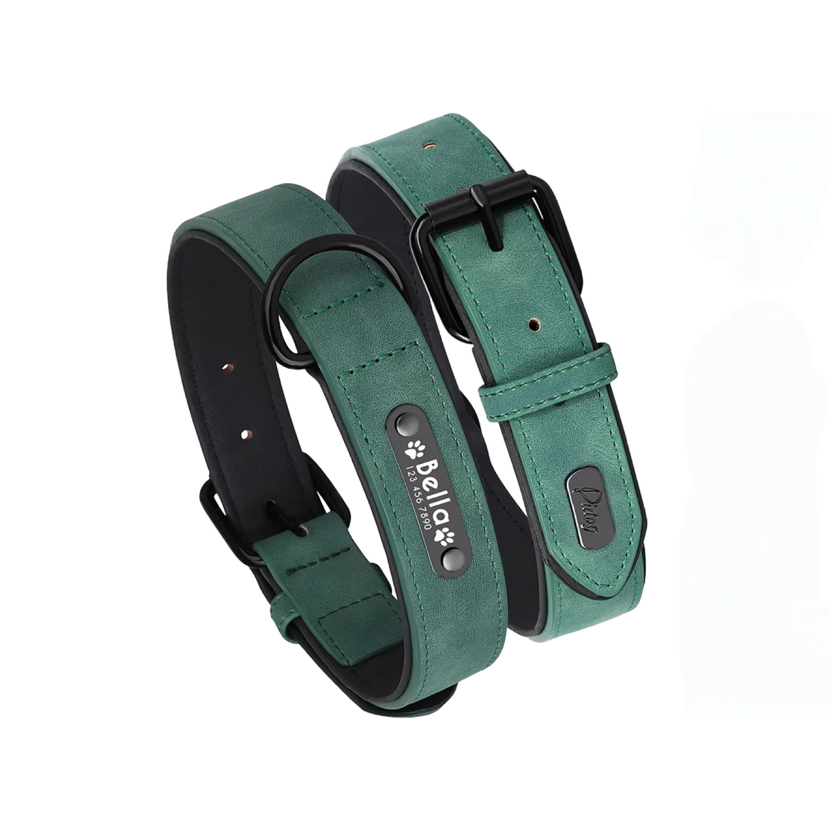 Adjustable Dog Collar & Leash - Solid Colour PU Leather Personalized  Collars Bandanas YAG Boutique