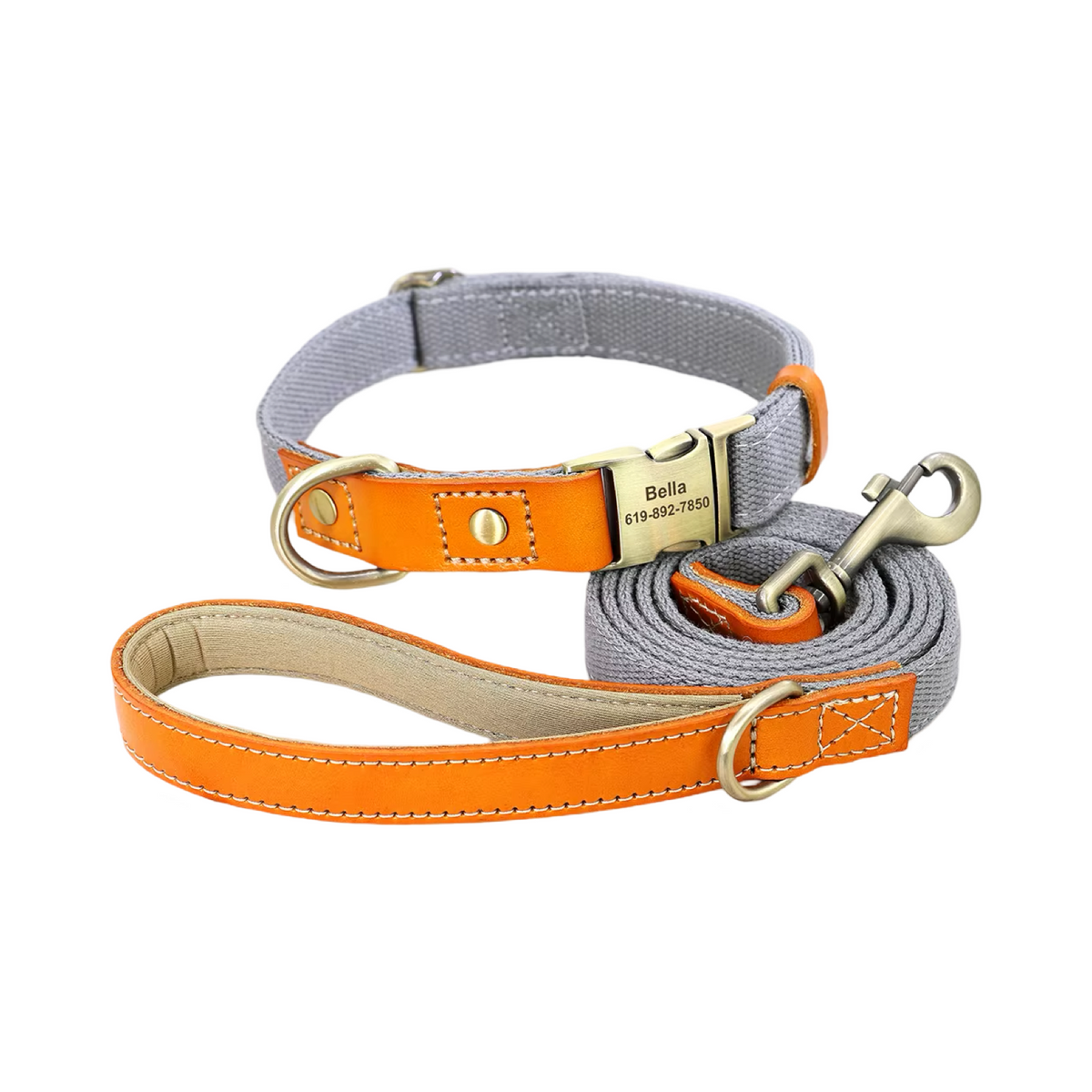 Duo Colour Personalised Dog Collor and Leash Set  pet accessories YAG Boutique