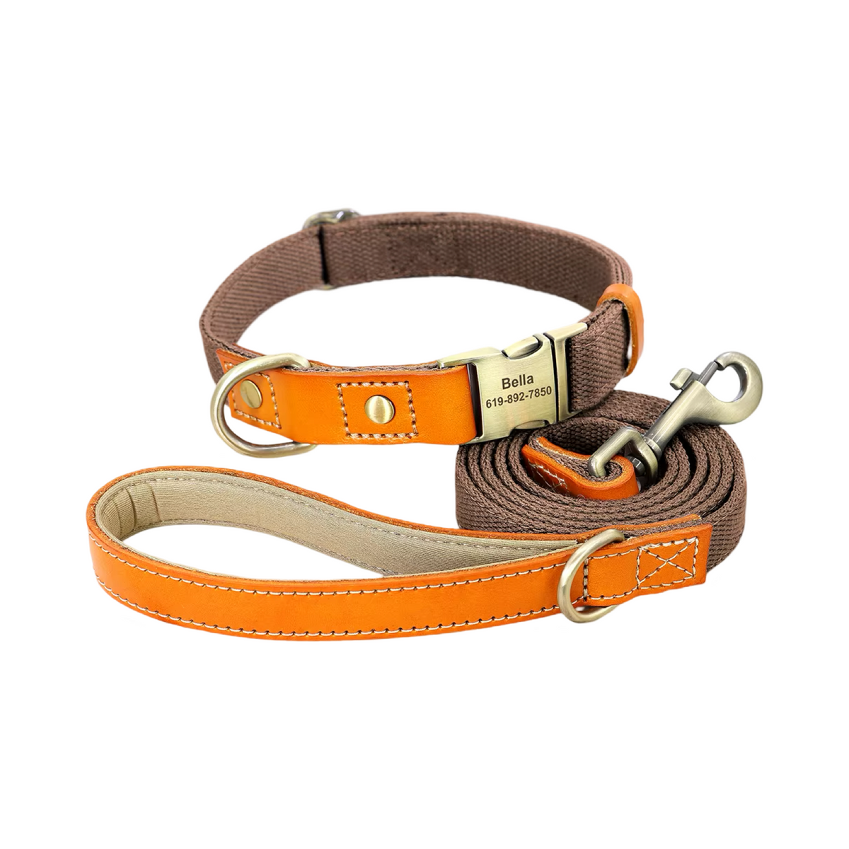Duo Colour Personalised Dog Collor and Leash Set  pet accessories YAG Boutique
