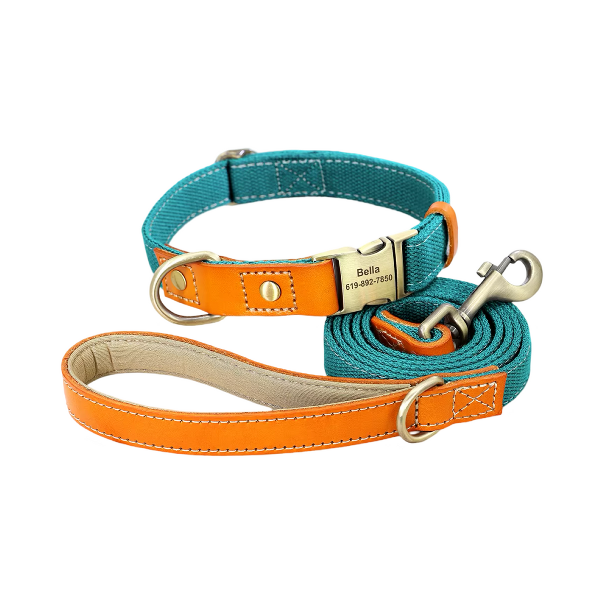 Duo Colour Personalised Dog Collor and Leash Set  pet accessories YAG Boutique