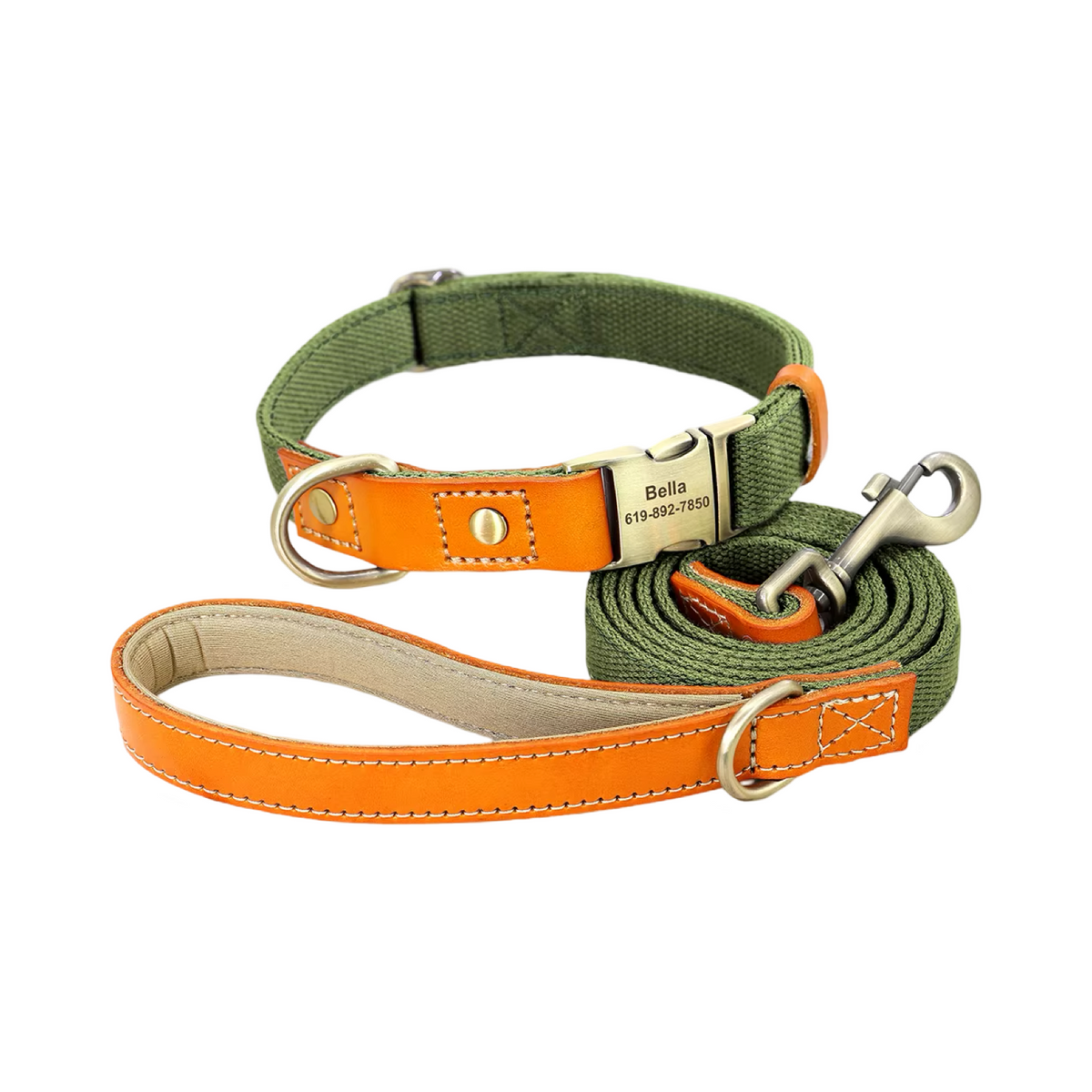 Duo Colour Personalised Dog Collor and Leash Set  pet accessories YAG Boutique