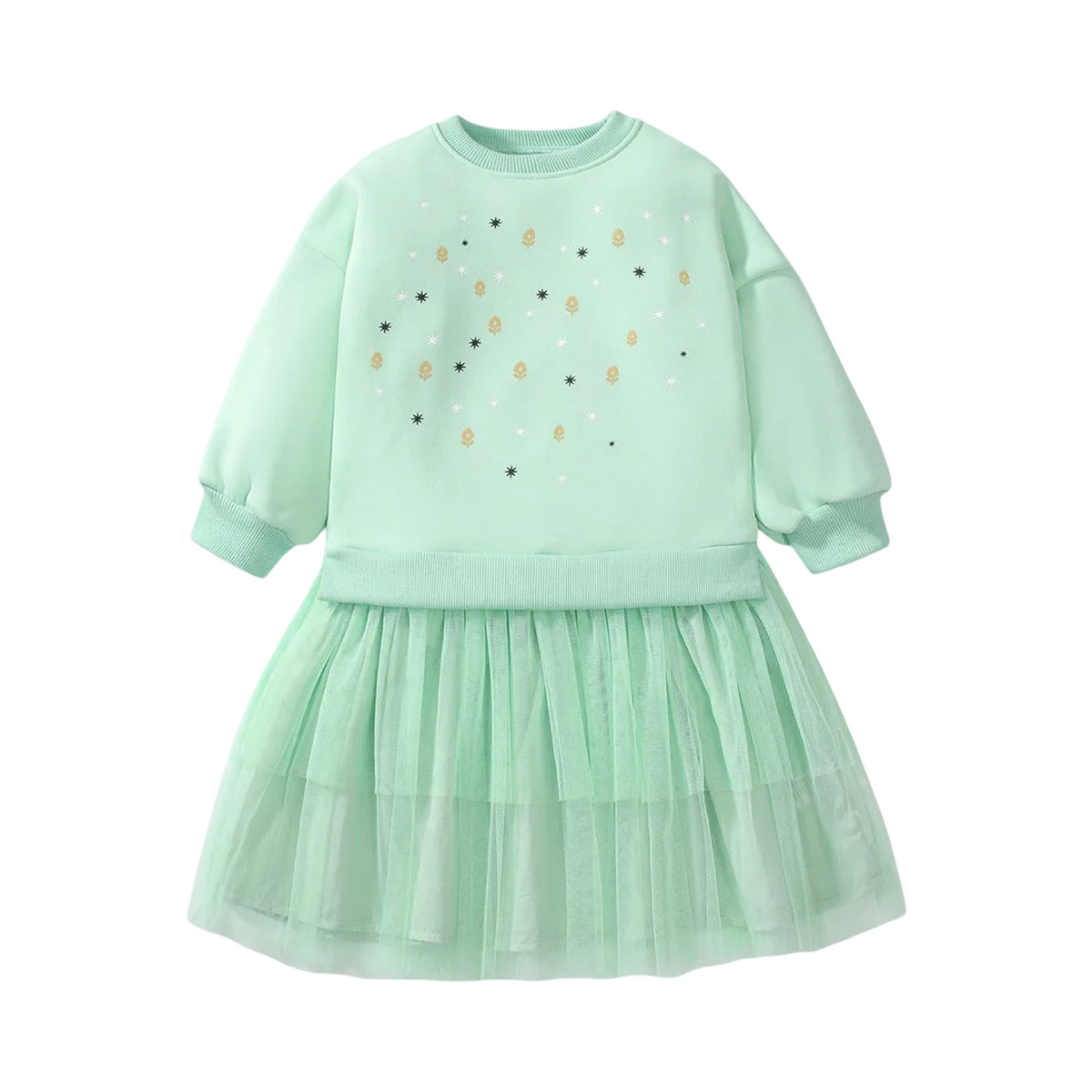 Elegant Light Green Sweater Tutu Dress