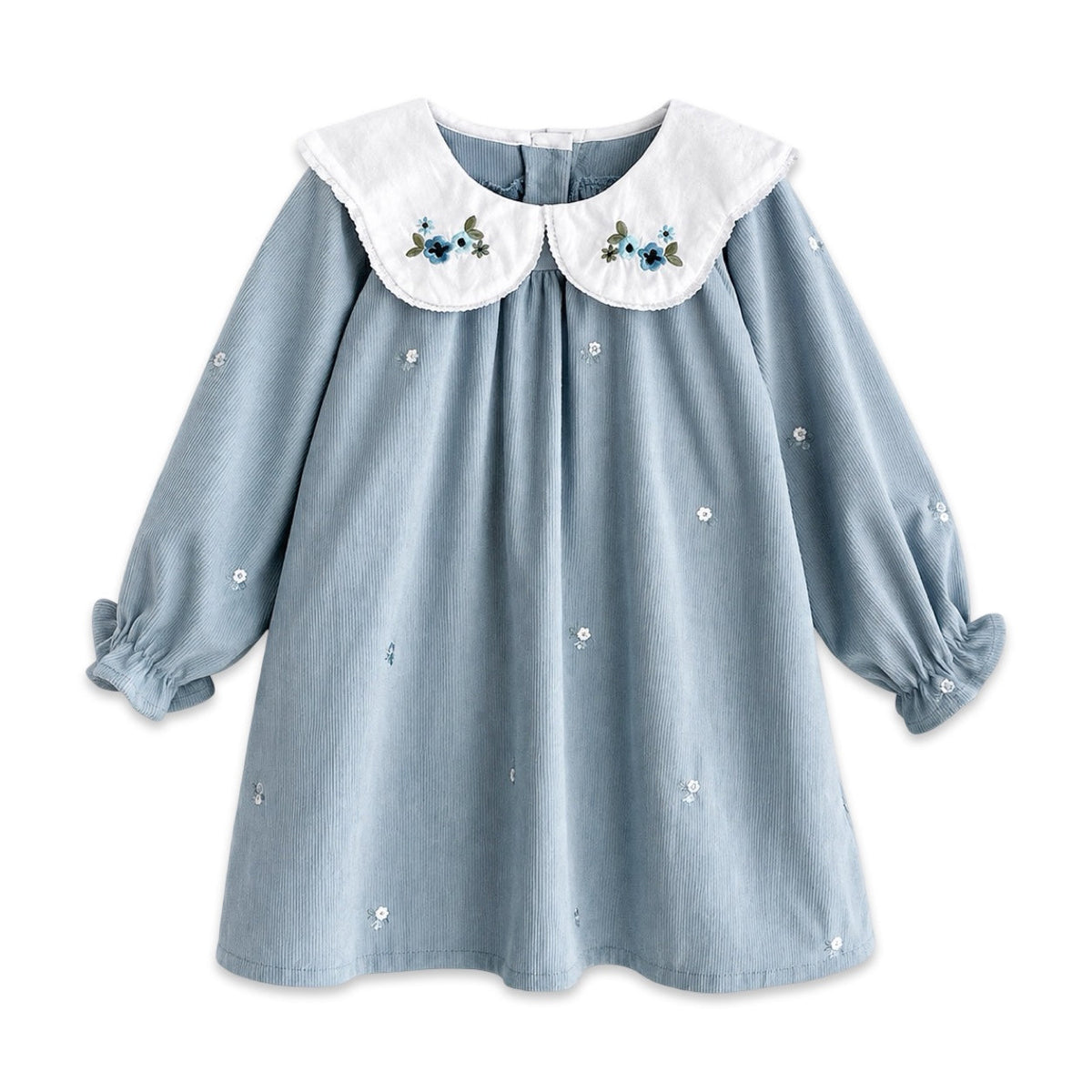 Embroidered Peter Pan Collar Corduroy Toddler Dress  girls clothing YAG Boutique