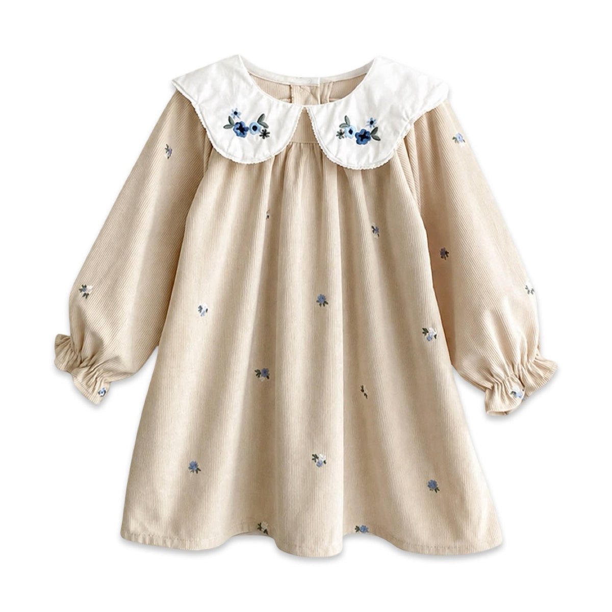 Embroidered Peter Pan Collar Corduroy Toddler Dress  girls clothing YAG Boutique