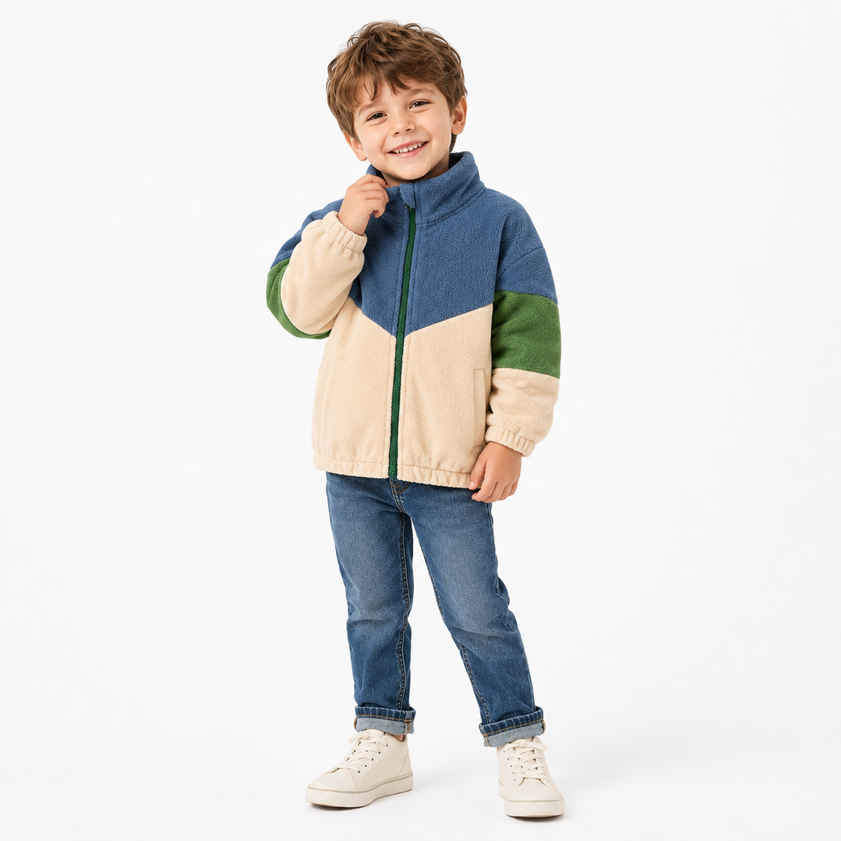 Kids Color-Block Fleece Jacket  kids clothing YAG Boutique