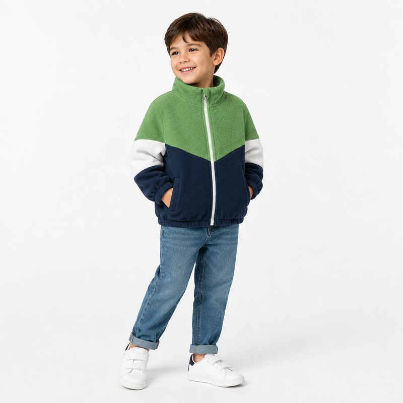 Kids Color-Block Fleece Jacket  kids clothing YAG Boutique