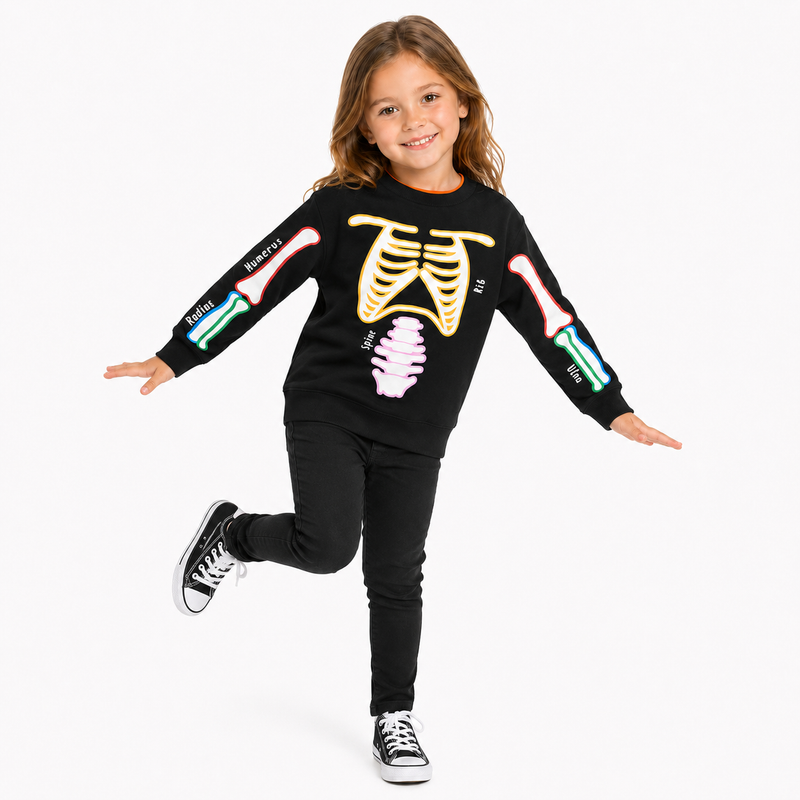 Kids Colour-Coded Skeleton Graphic Sweatshirt  kids clothing YAG Boutique