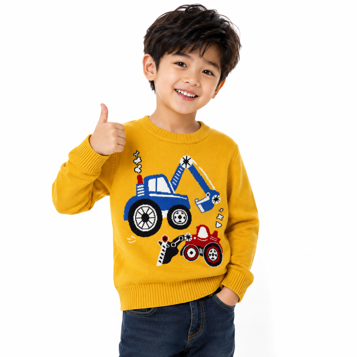 Kids Construction Digger & Tractor Knitted Jumper  kids clothing YAG Boutique