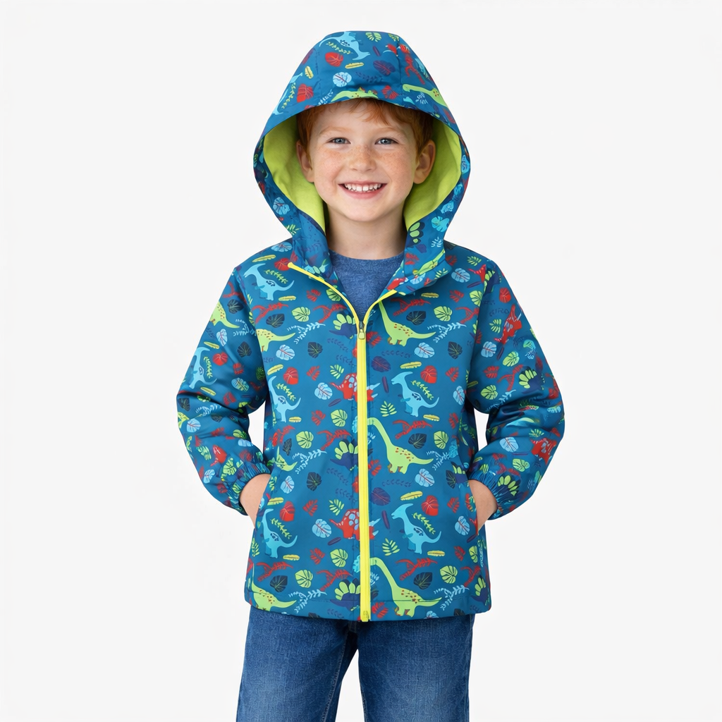 Kids Dinosaur Fleece Lined Waterproof Raincoat  kids clothing YAG Boutique