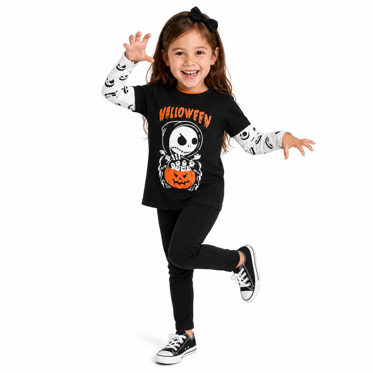 Kids Glow-In-The-Dark Halloween Long Sleeve Shirt  kids clothing YAG Boutique
