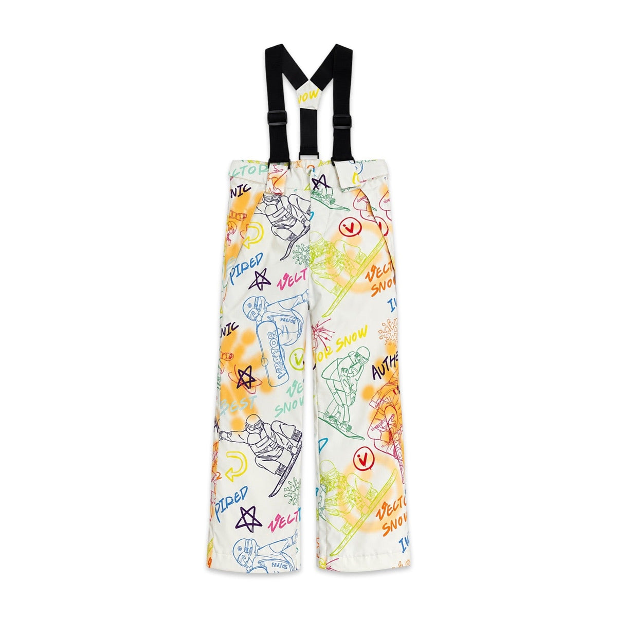 Kids Graffiti Print Ski & Snowboard Bib Pants  kids clothing YAG Boutique