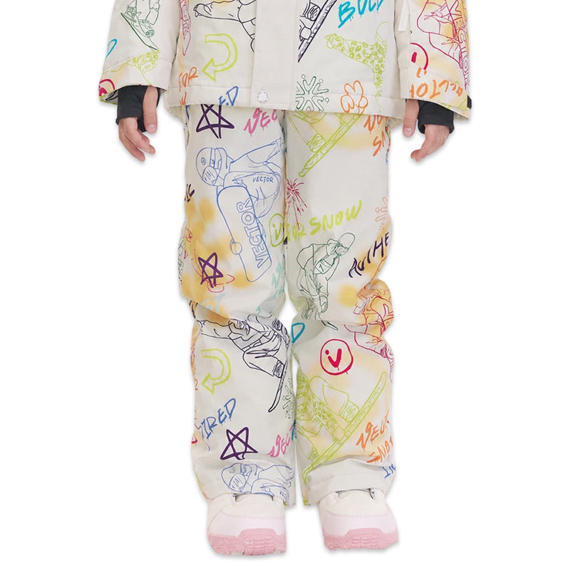 Kids Graffiti Print Ski & Snowboard Bib Pants  kids clothing YAG Boutique