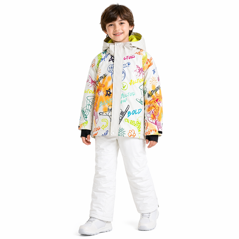 Kids Graffiti Print Ski & Snowboard Jacket  kids clothing YAG Boutique