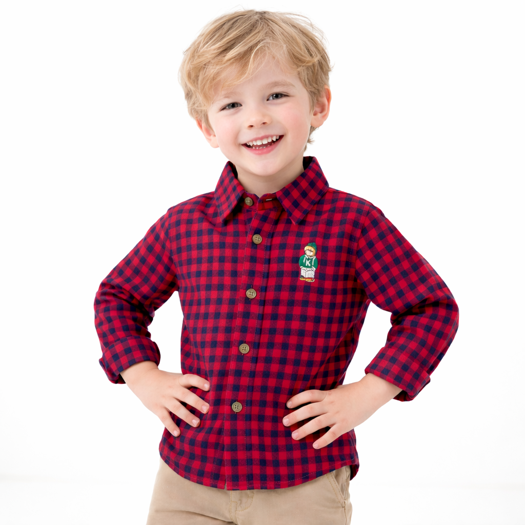 Boys Classic Gingham Button-Up Shirt  kids clothing YAG Boutique