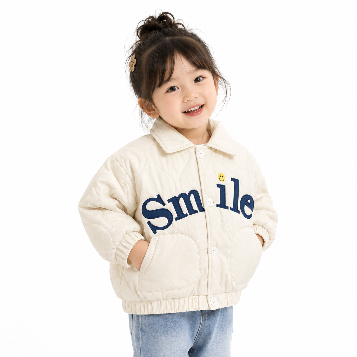 Kids Quilted Smile Cotton Blend Jacket  kids clothing YAG Boutique