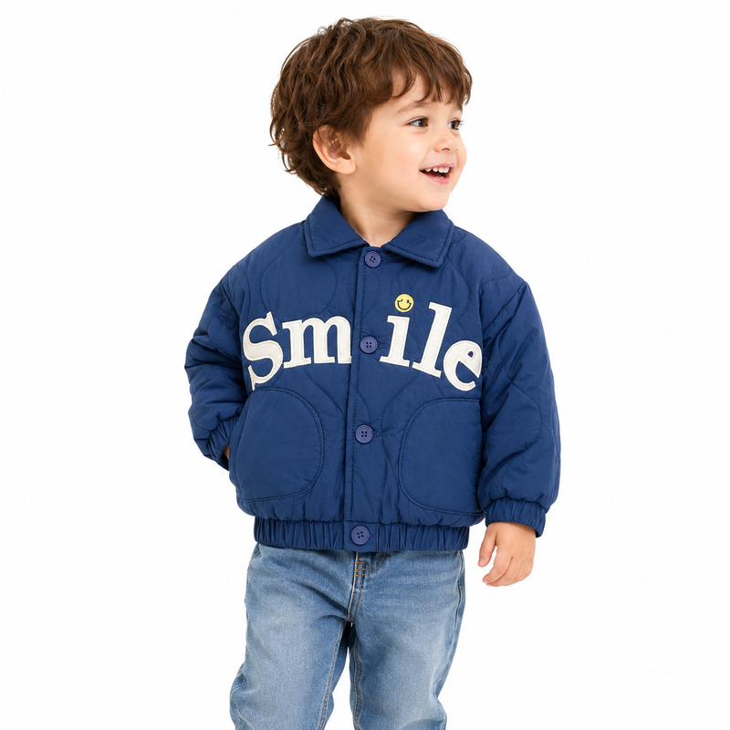 Kids Quilted Smile Cotton Blend Jacket  kids clothing YAG Boutique