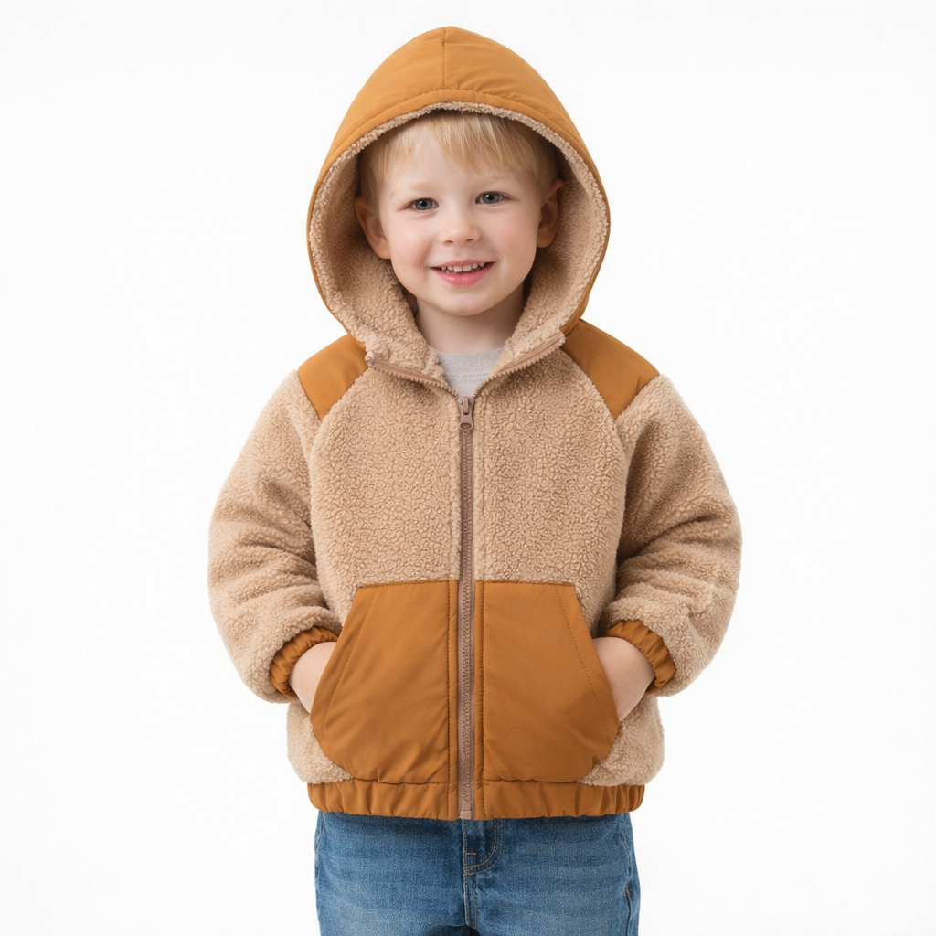 Kids Sherpa Fleece Hooded Jacket  kids clothing YAG Boutique