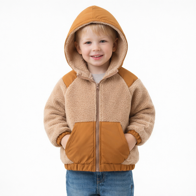 Kids Sherpa Fleece Hooded Jacket  kids clothing YAG Boutique