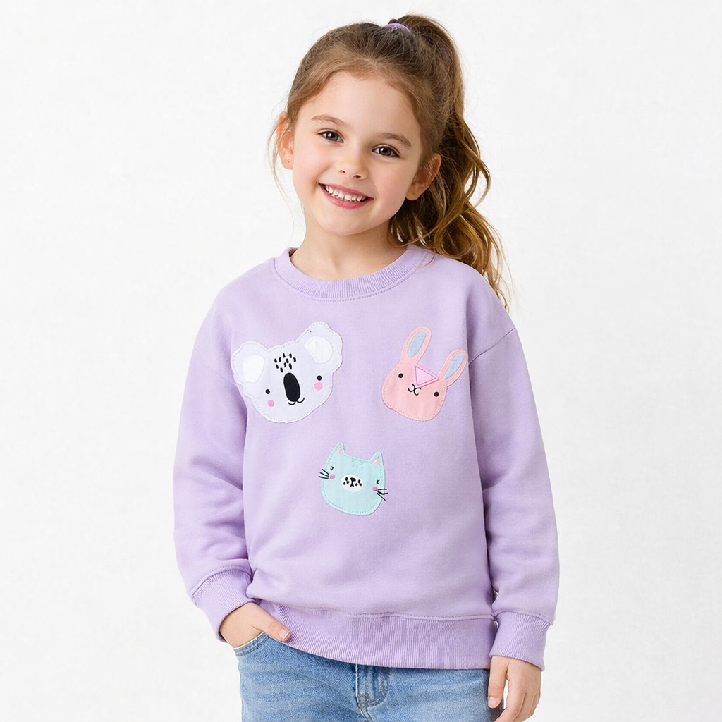 Girls Lavender Animal Face Jumper  kids clothing YAG Boutique