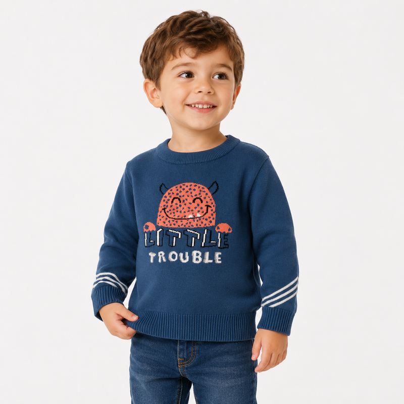 Little Trouble Monster Knit Jumper  kids clothing YAG Boutique